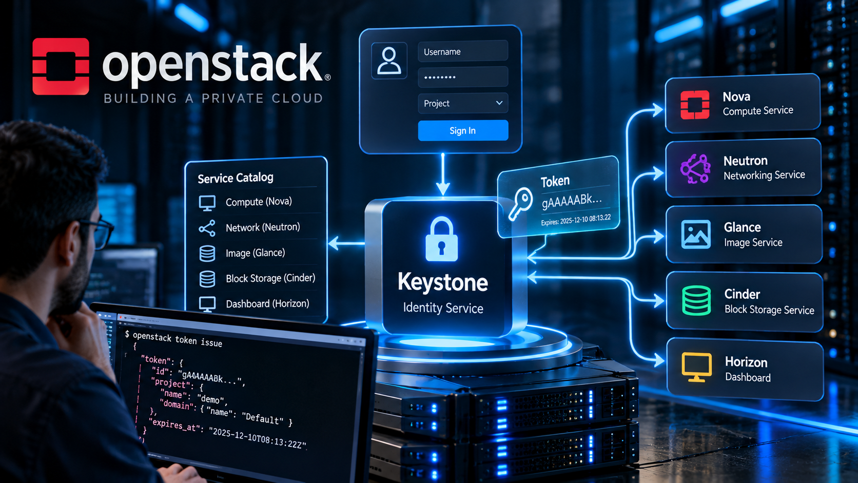 معماری Keystone و فرآیند Authentication و Token در OpenStack